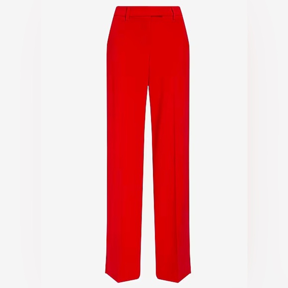 Express Editor Mid Rise Relaxed Trouser Pants Size 10S 10 S 10P LIPSTICK RED - Picture 2 of 10
